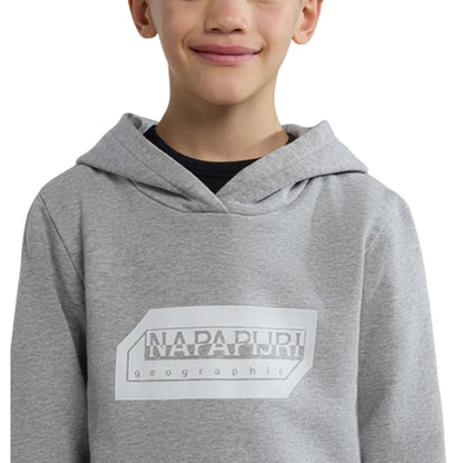 Grey - Side - Napapijri Childrens-Kids Kitik Drawstring Hoodie
