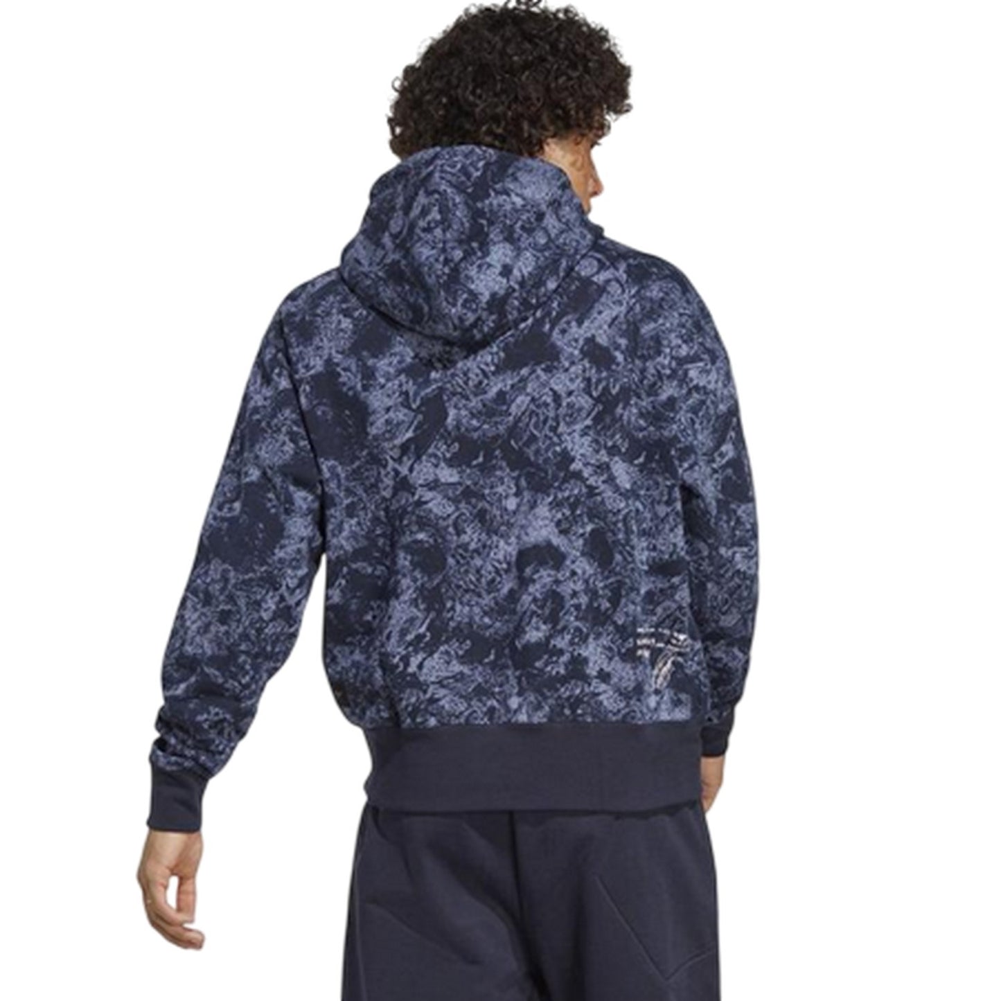 Blue-Black Marble - Back - Adidas Mens Parley Parley Regular Hoodie