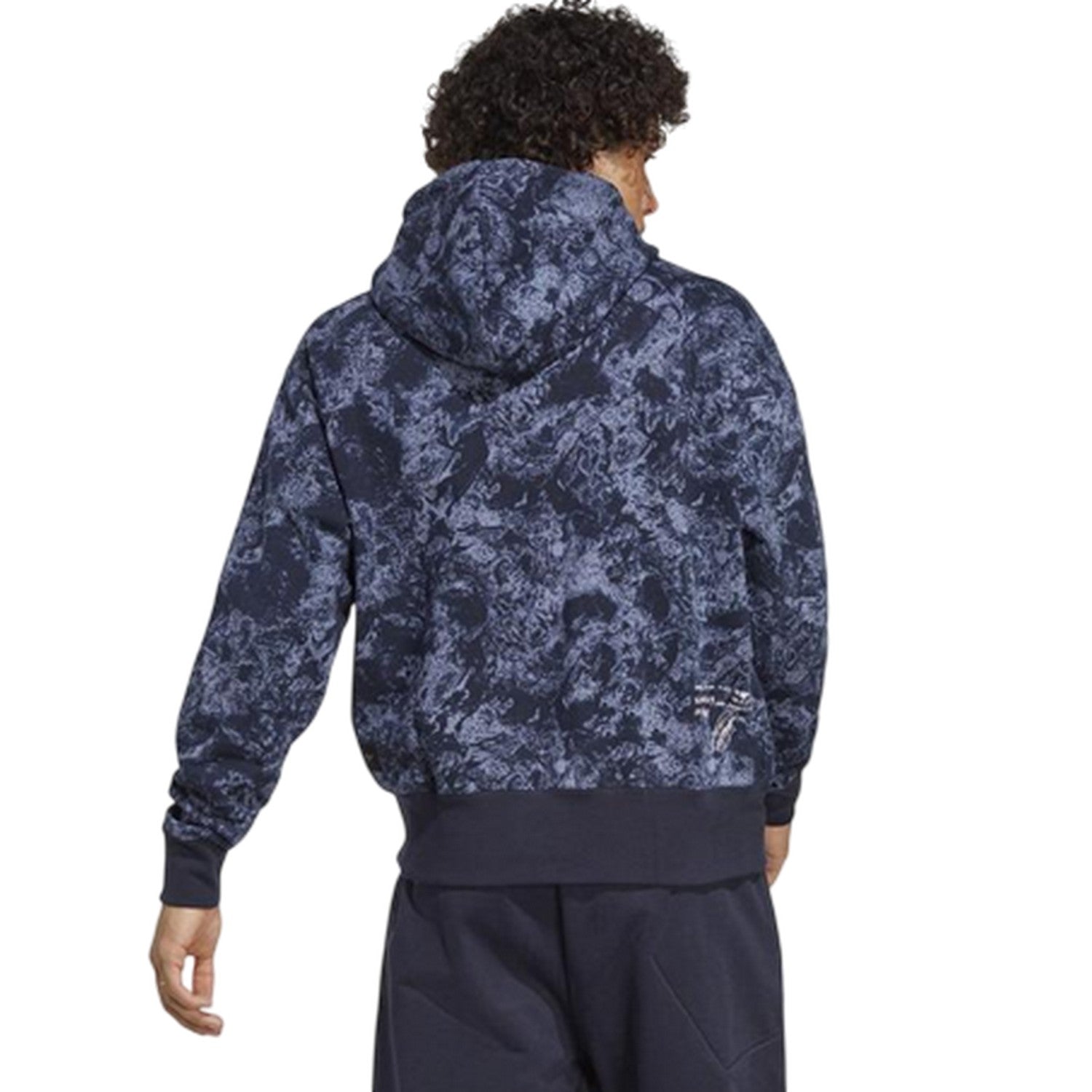Blue-Black Marble - Back - Adidas Mens Parley Parley Regular Hoodie
