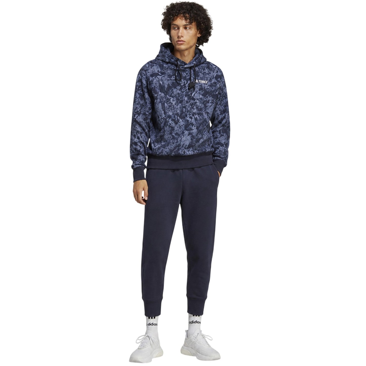 Blue-Black Marble - Pack Shot - Adidas Mens Parley Parley Regular Hoodie