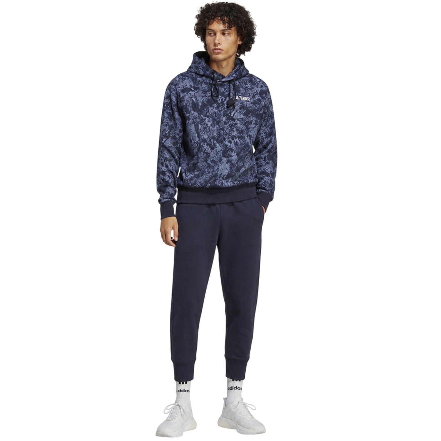 Blue-Black Marble - Pack Shot - Adidas Mens Parley Parley Regular Hoodie