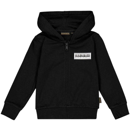 Black - Front - Napapijri Childrens-Kids Chamois Full Zip Hoodie