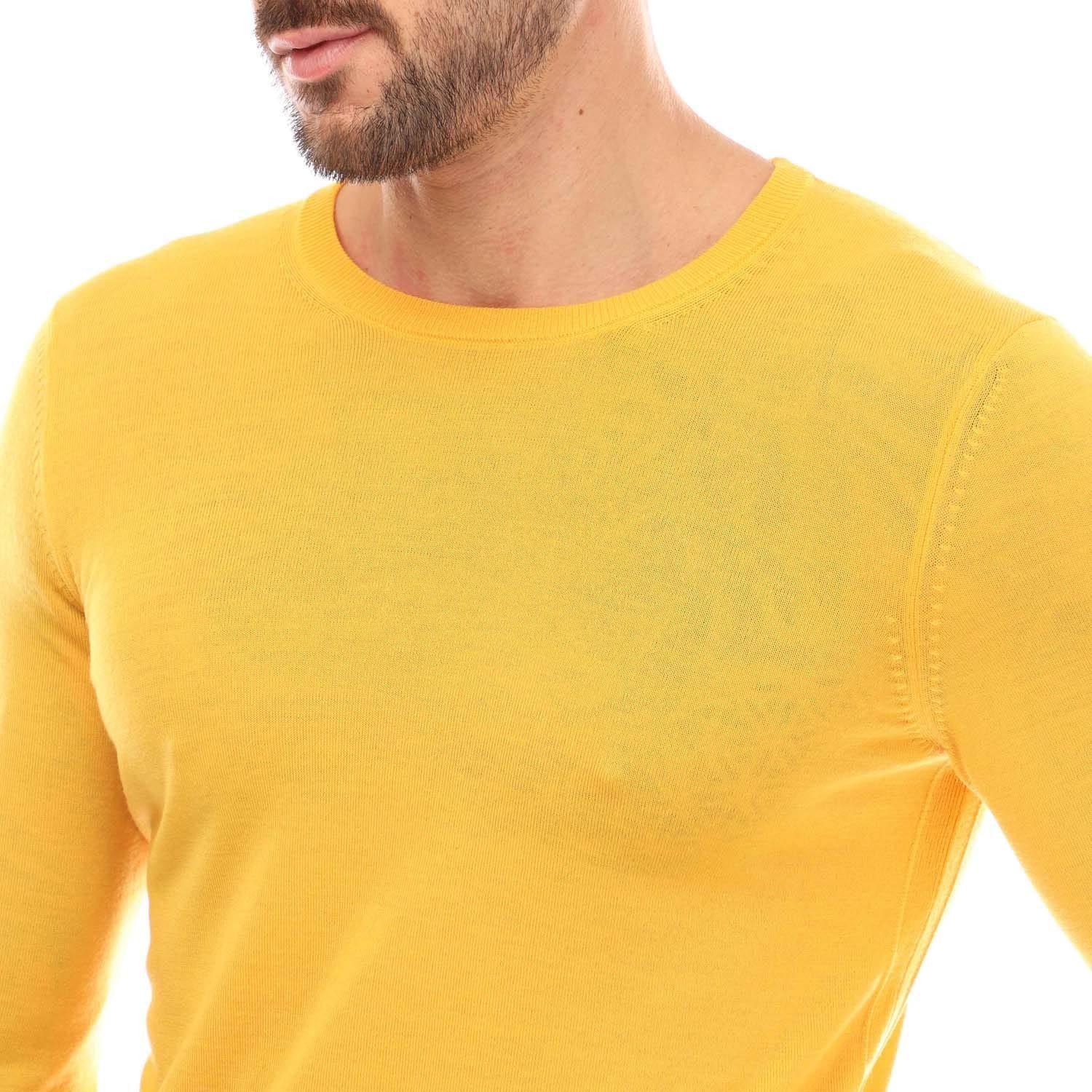 Yellow - Side - Hugo Boss Mens Leno-P Jumper