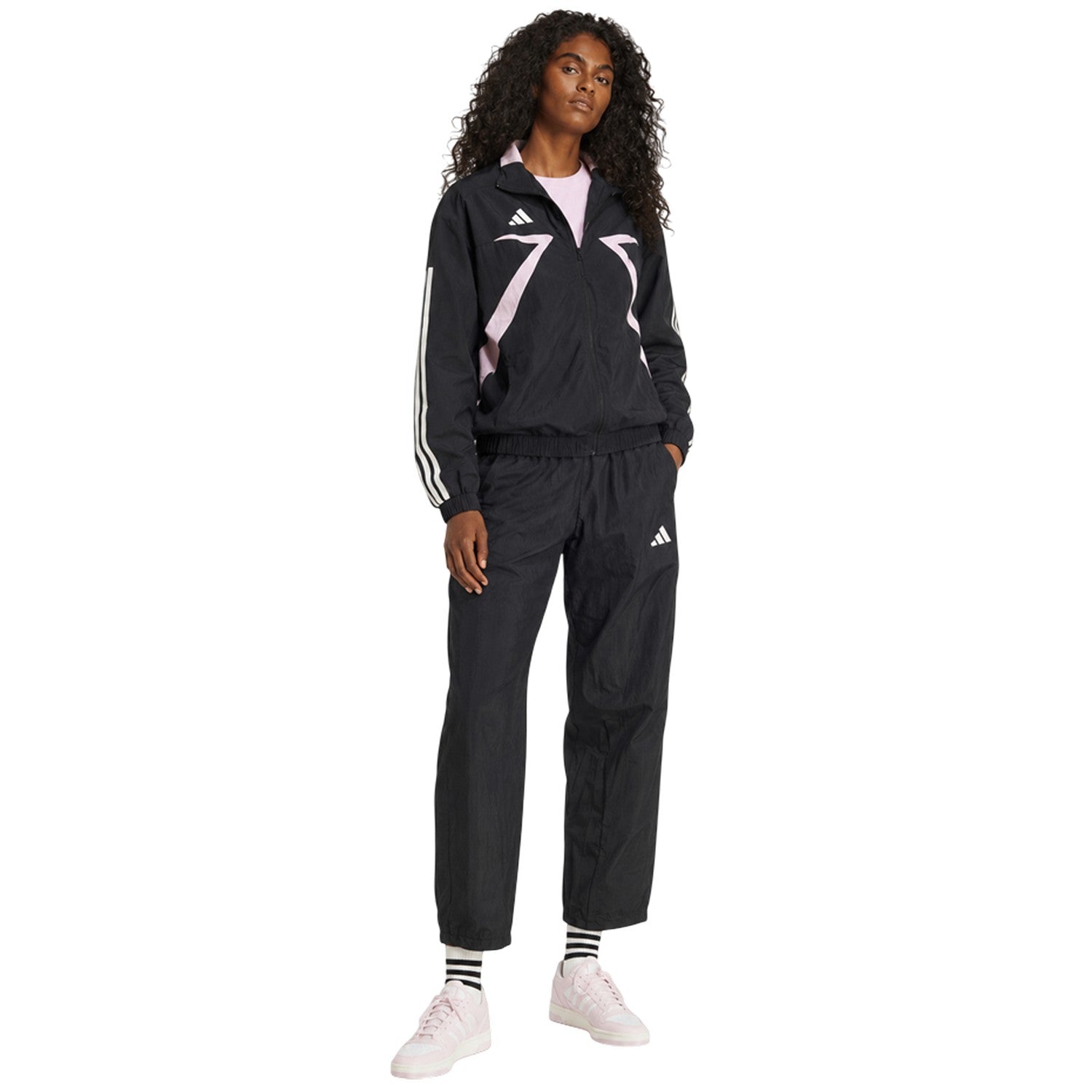 Black - Pack Shot - Adidas Womens-Ladies Wide Leg Tracksuit Bottoms