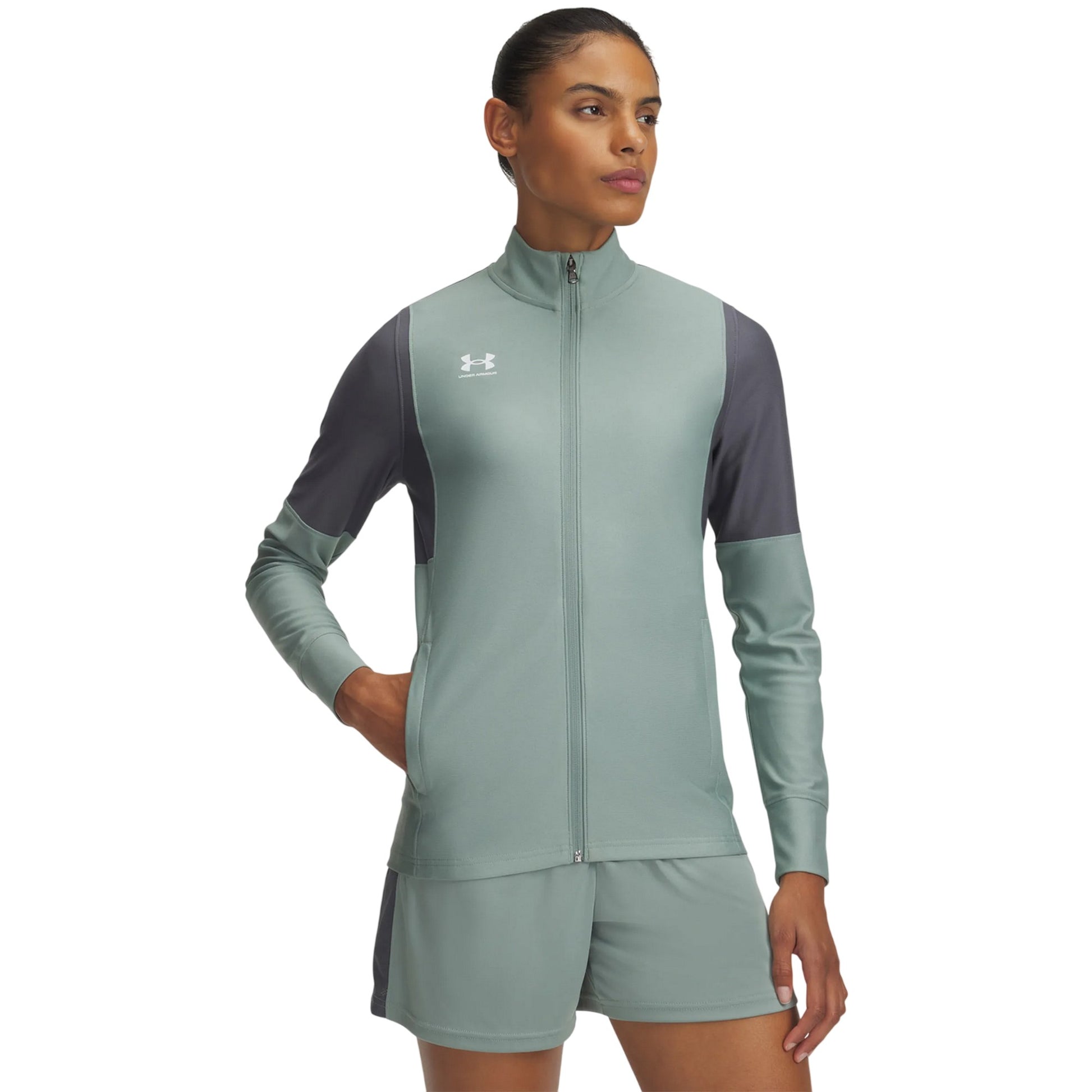 Green - Front - Under Armour Womens-Ladies Challenger Track Jacket