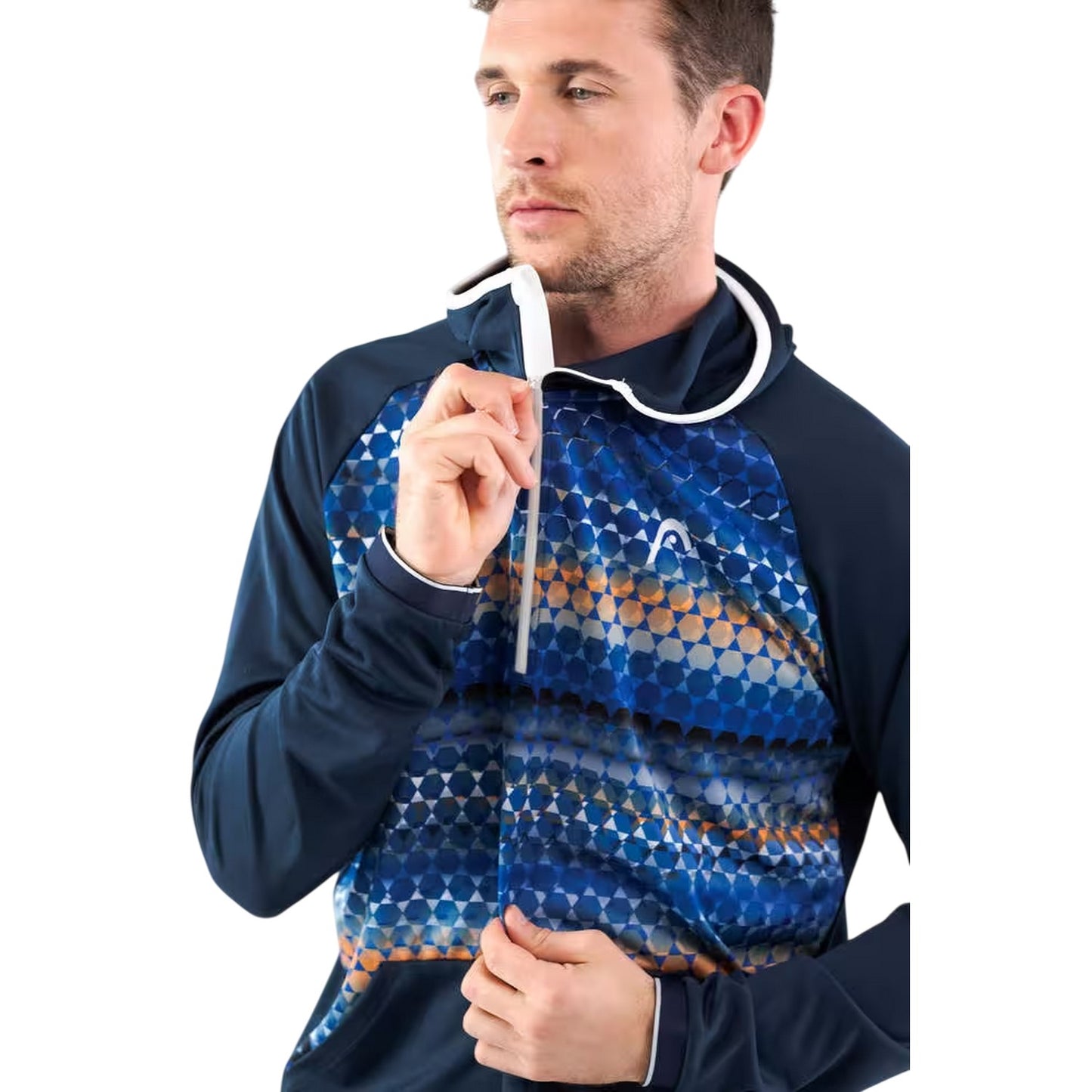 Blue - Side - Head Mens Geometric Pattern Regular Raglan Sweatshirt
