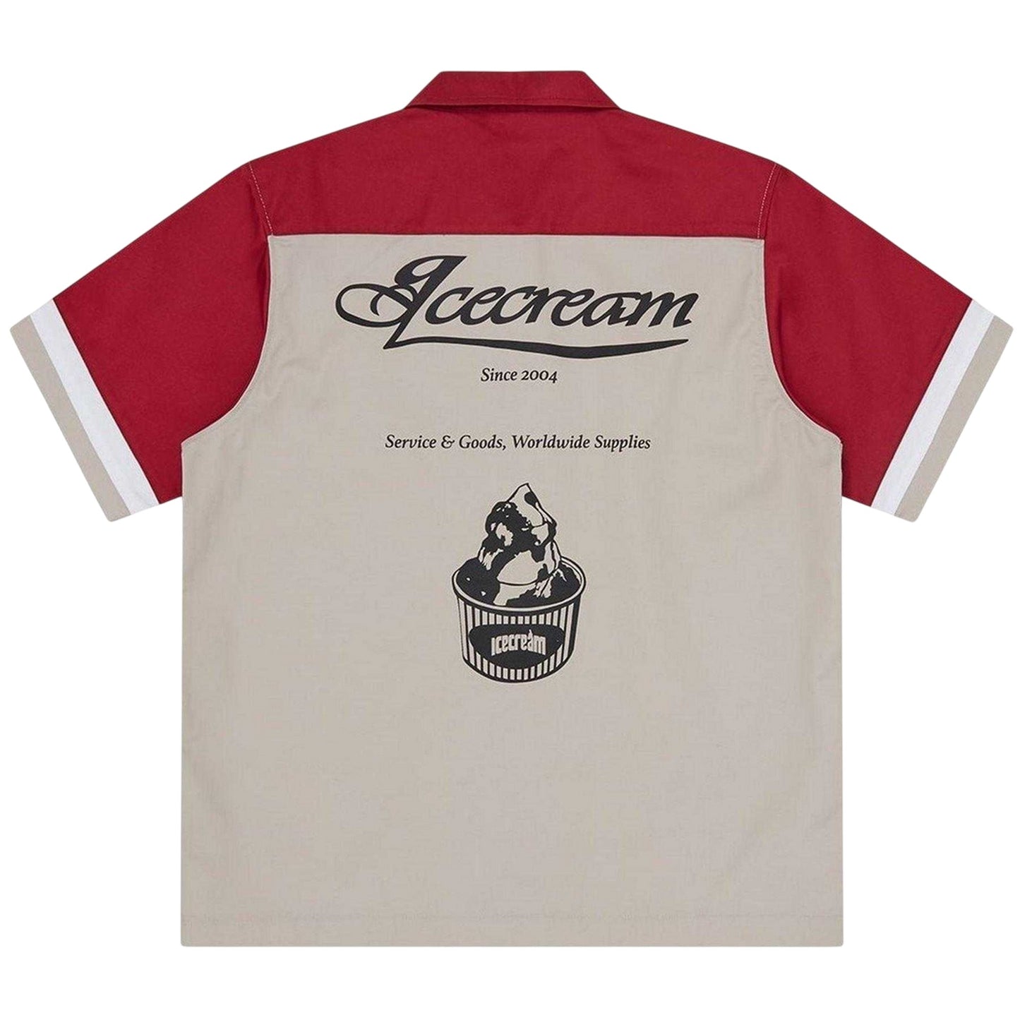 Red-Beige - Back - ICECREAM Mens Colour Block Polo Shirt
