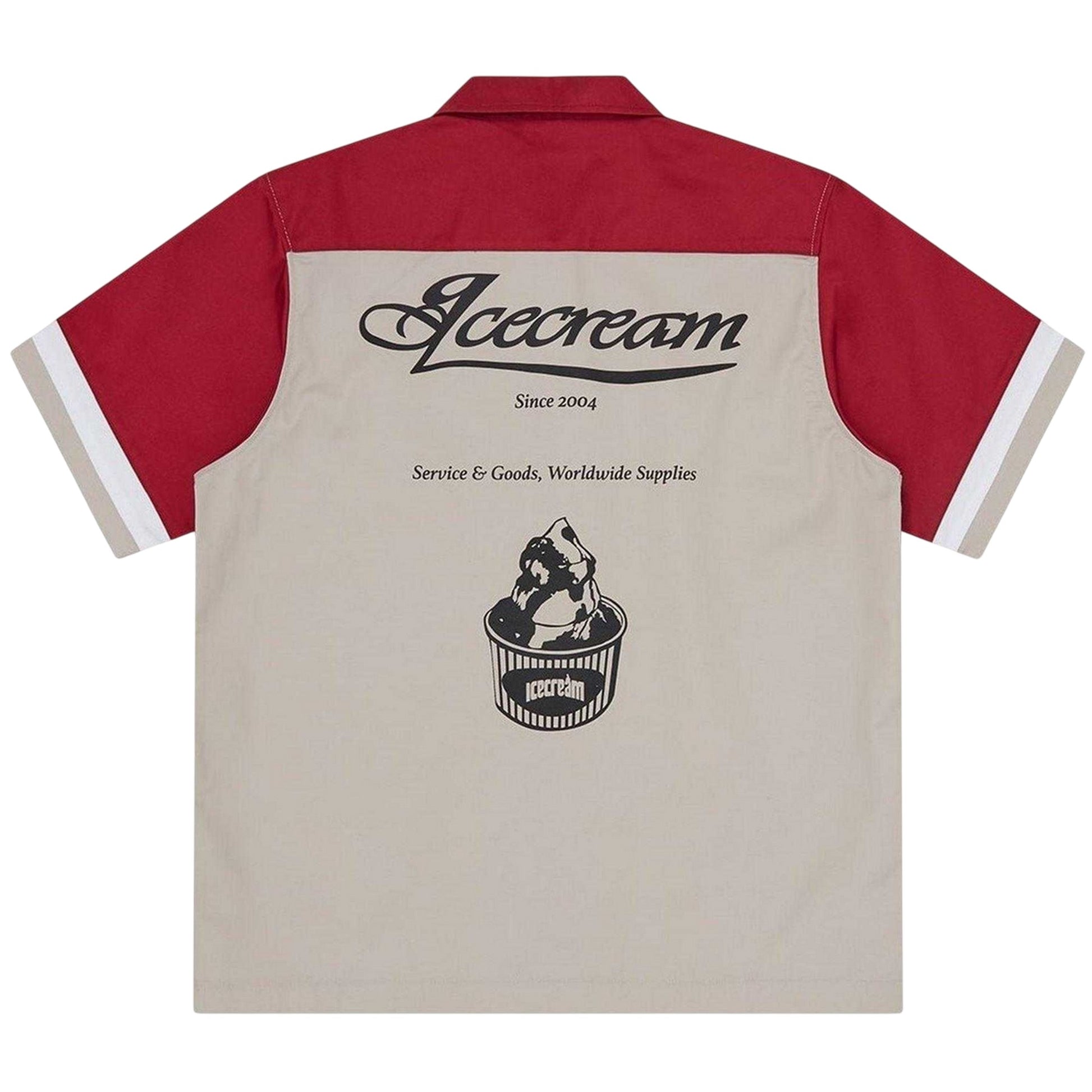 Red-Beige - Back - ICECREAM Mens Colour Block Polo Shirt