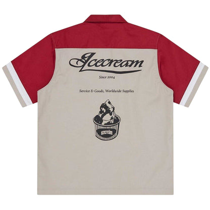 Red-Beige - Back - ICECREAM Mens Colour Block Polo Shirt