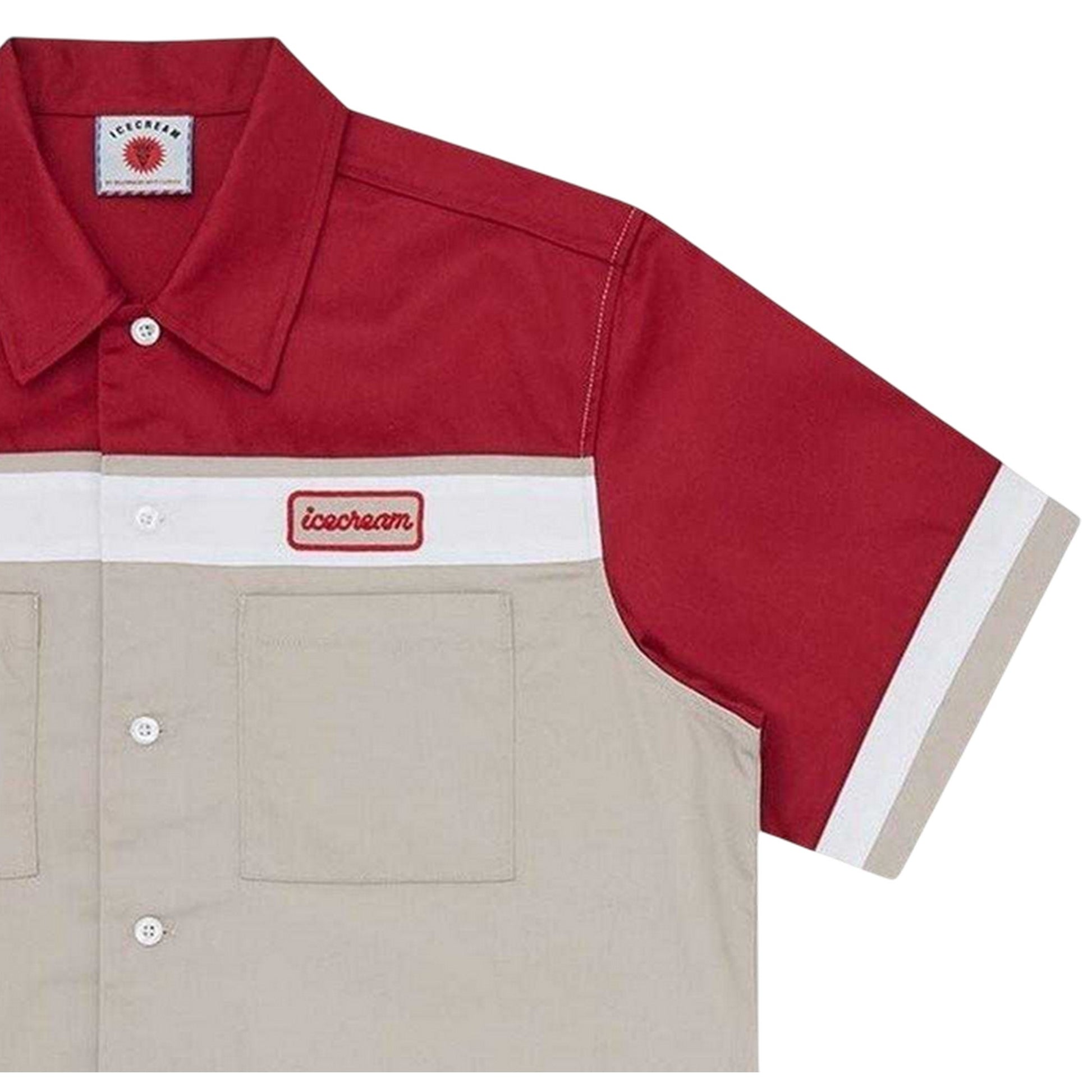 Red-Beige - Side - ICECREAM Mens Colour Block Polo Shirt