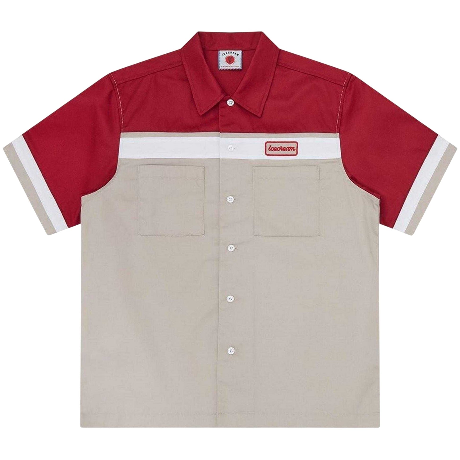 Red-Beige - Front - ICECREAM Mens Colour Block Polo Shirt