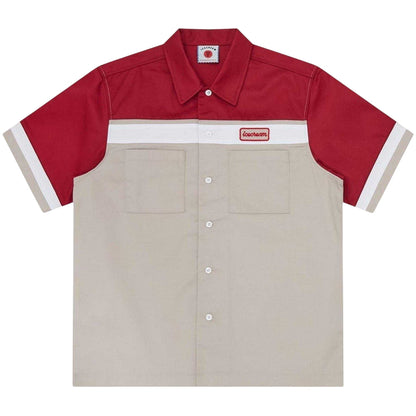 Red-Beige - Front - ICECREAM Mens Colour Block Polo Shirt