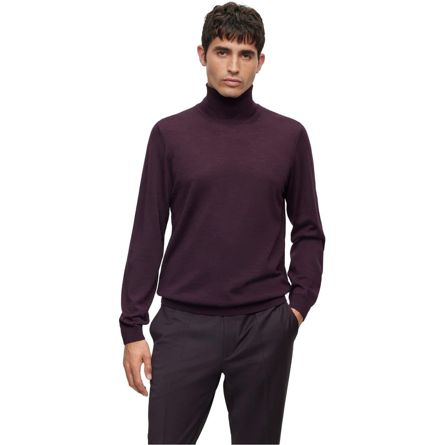 Dark Red - Front - Boss Mens Musso-P Jumper
