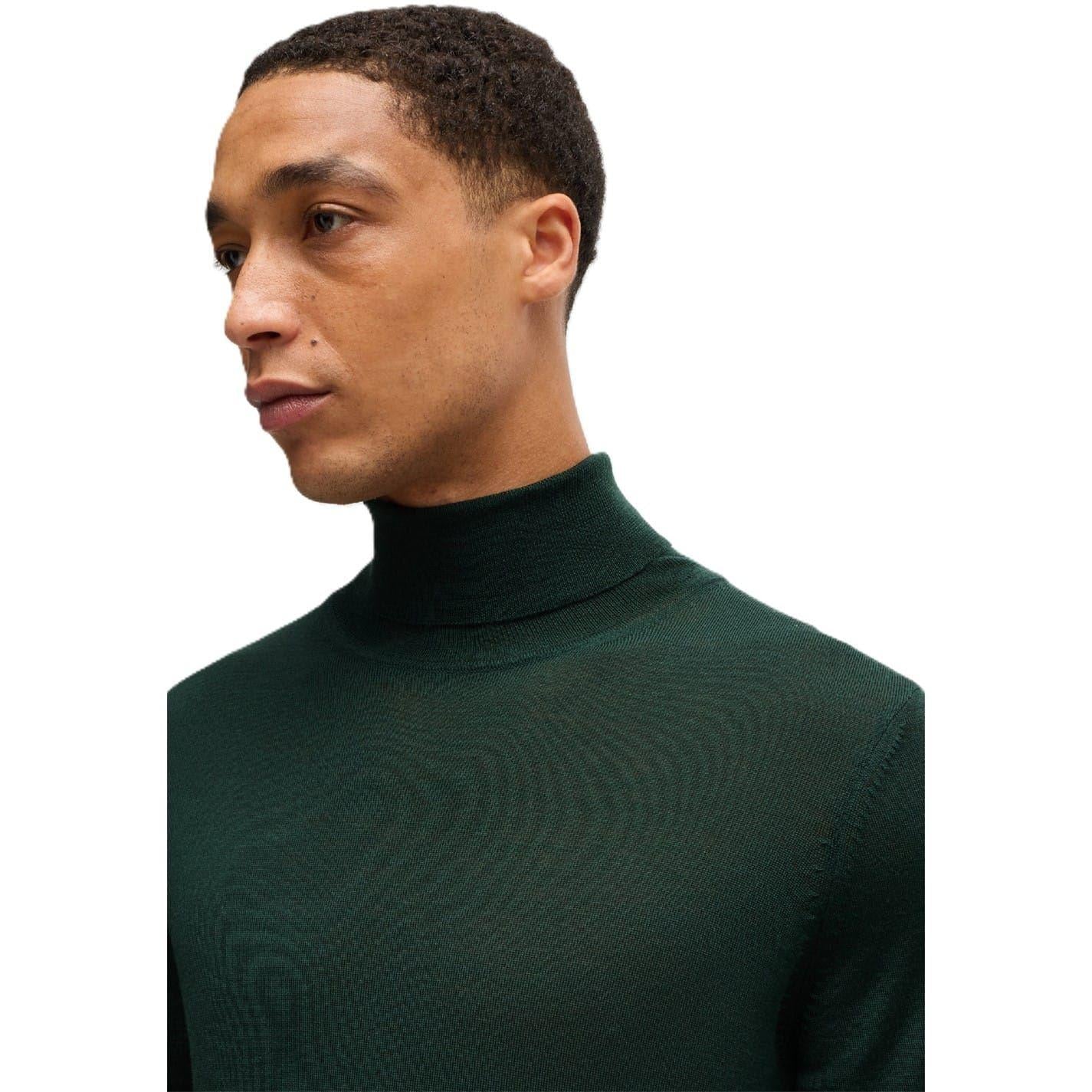 Forest Green - Side - Boss Mens Musso-P Jumper