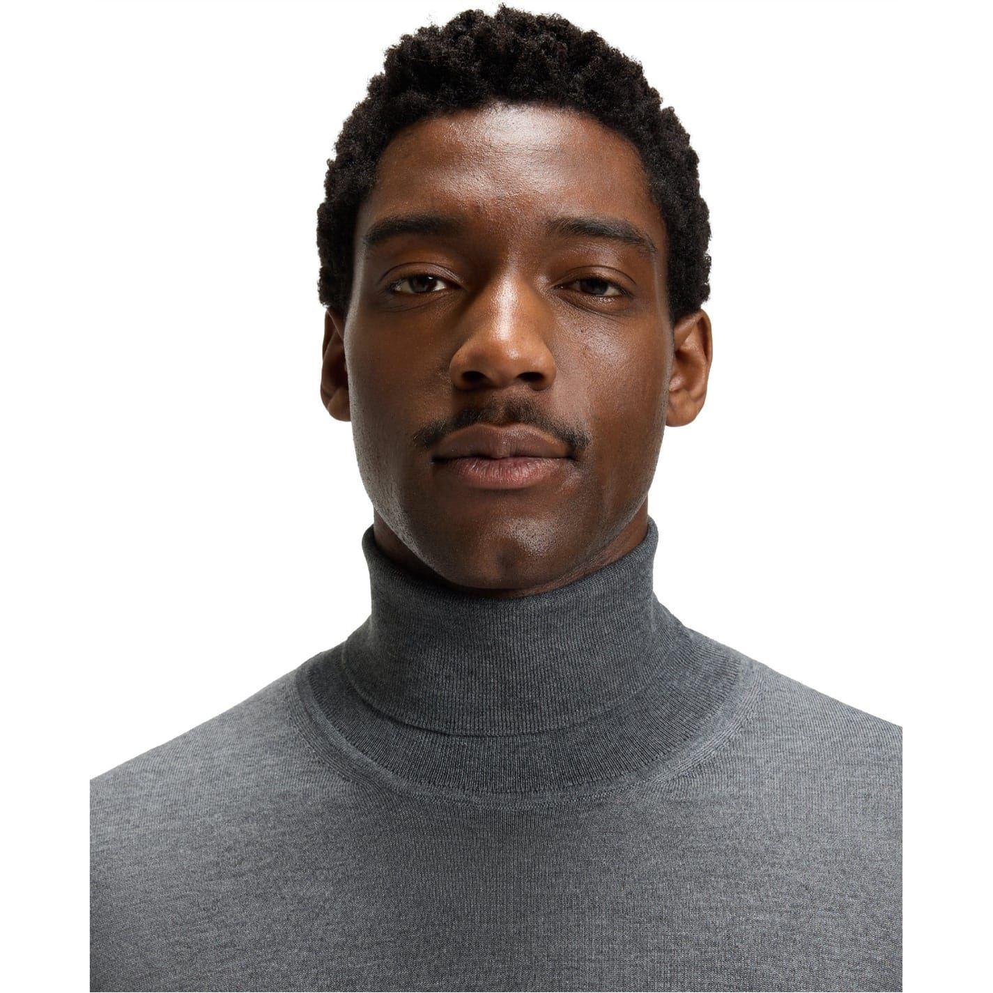 Medium Grey - Side - Boss Mens Musso-P Jumper