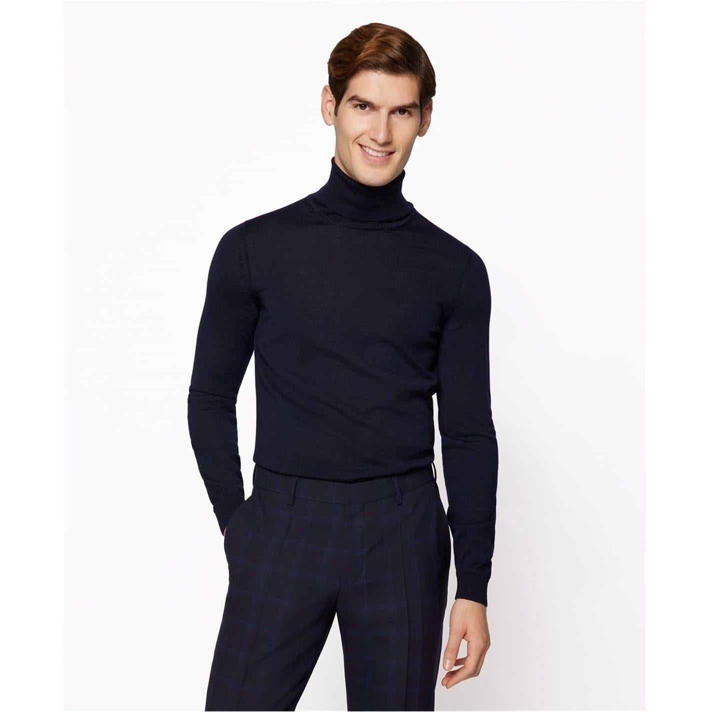 Dark Blue - Back - Boss Mens Musso-P Jumper