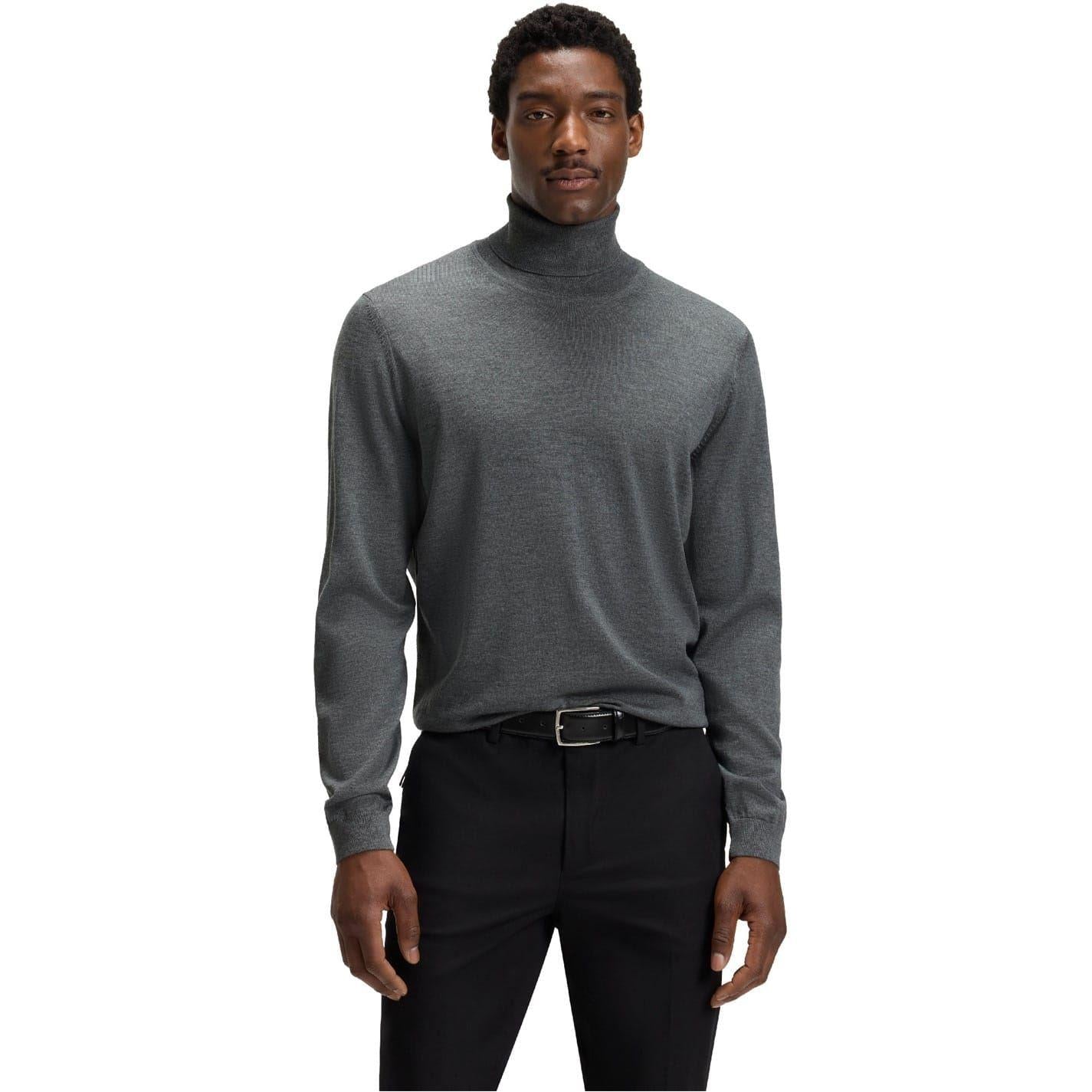 Medium Grey - Front - Boss Mens Musso-P Jumper