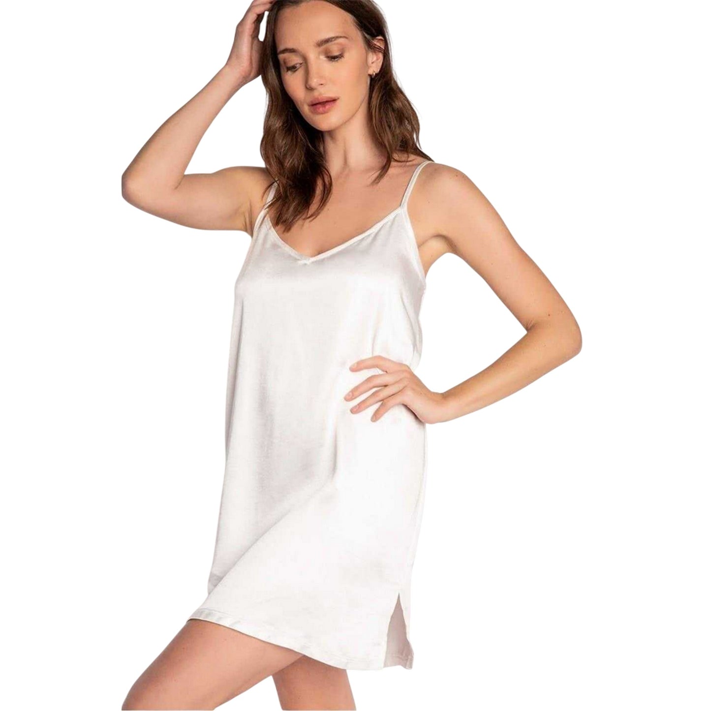 White - Side - PJ Salvage Womens-Ladies Woven Shelf Bra Loose Dress