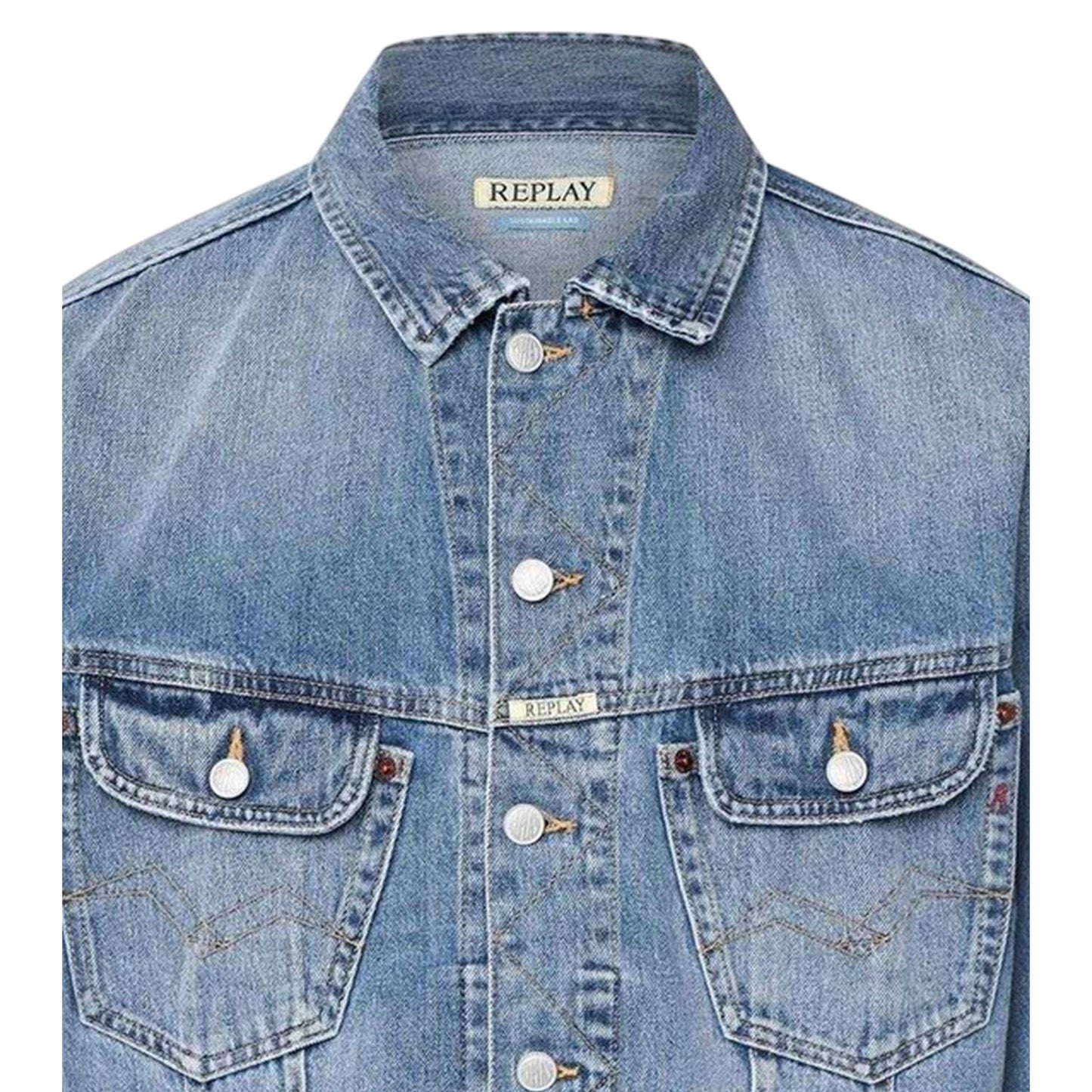 Blue - Side - Replay Mens 9zero1 Denim Jacket