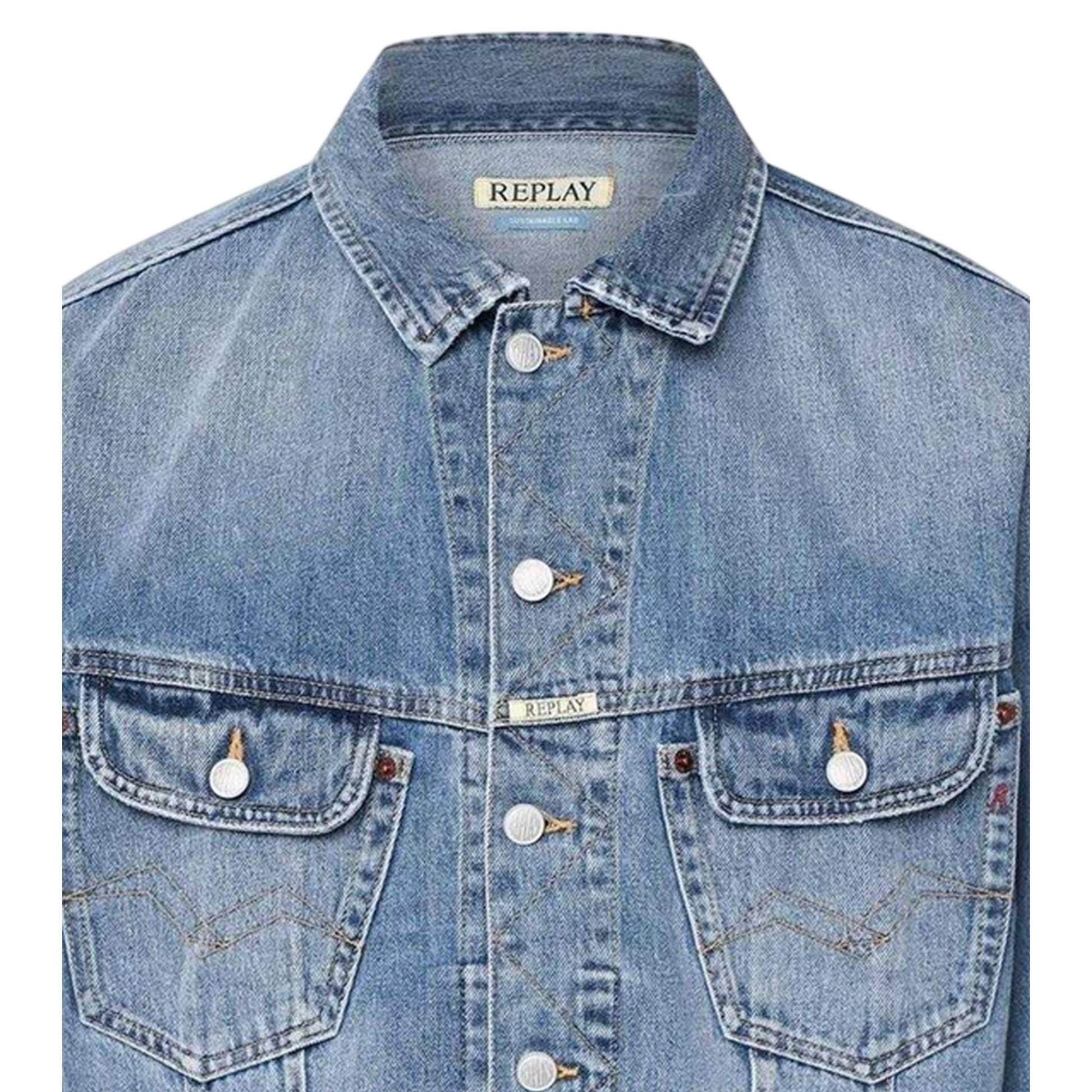Blue - Side - Replay Mens 9zero1 Denim Jacket
