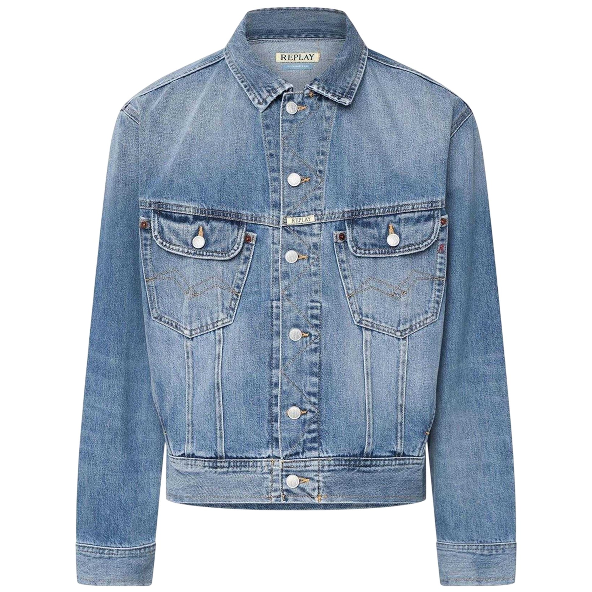 Blue - Front - Replay Mens 9zero1 Denim Jacket
