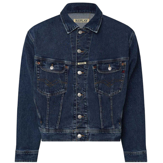 Blue - Front - Replay Mens Cotton Comfort Denim Jacket