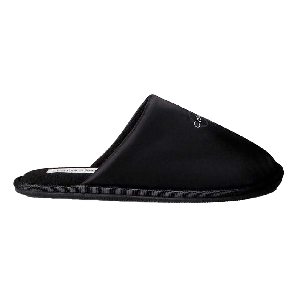 Triple Black - Close up - Calvin Klein Mens Wordmark Flat Mules