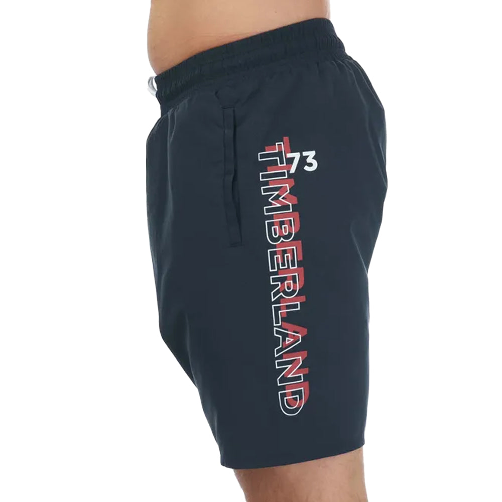 Navy - Side - Timberland Womens-Ladies Logo Swim Shorts