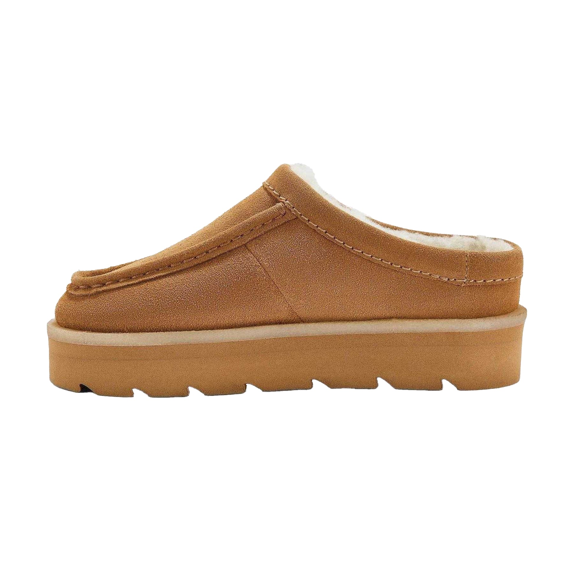 Brown - Side - Clarks Originals Womens-Ladies Meare Suede Chunky Flat Mules