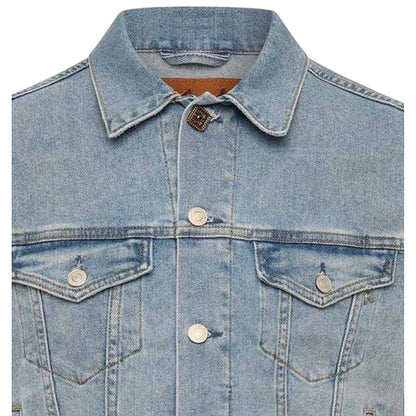 Blue - Side - Replay Womens-Ladies Point Collar Denim Jacket