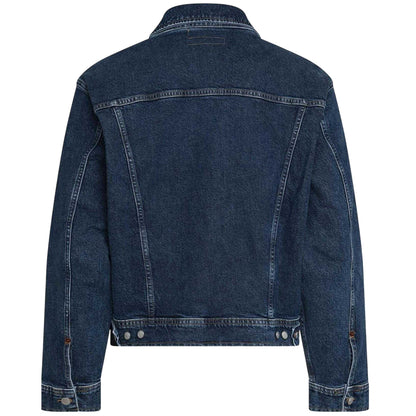 Blue - Back - Replay Mens Embroidered Logo Comfort Denim Jacket