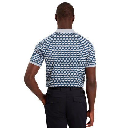 Dark Blue - Back - Ted Baker Mens Geometric Jacquard Collared Polo Shirt