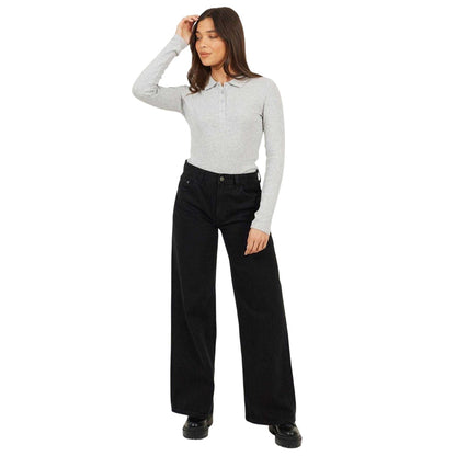 Grey Marl - Lifestyle - Brave Soul Womens-Ladies Ribbed Polo Shirt