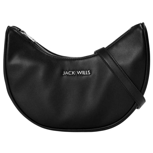 Black - Front - Jack Wills Womens-Ladies Structured Casual Hobo Bag