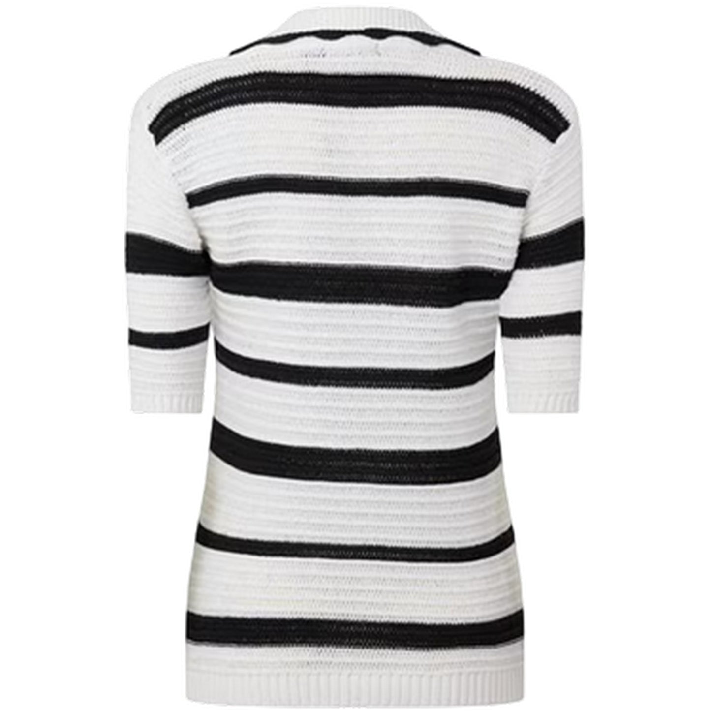 Cream-Black - Back - I Saw It First Womens-Ladies Knitted Polo Shirt