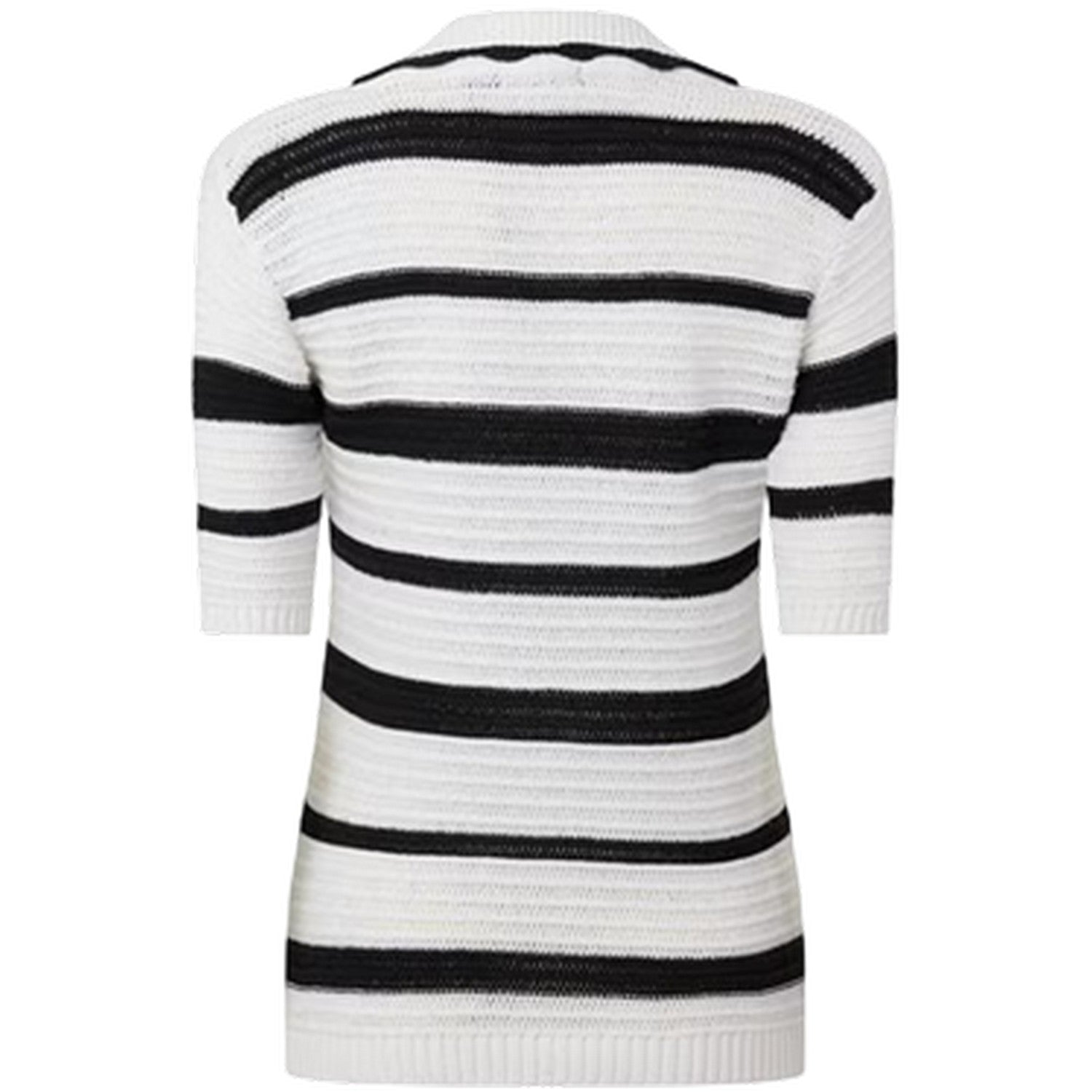 Cream-Black - Back - I Saw It First Womens-Ladies Knitted Polo Shirt