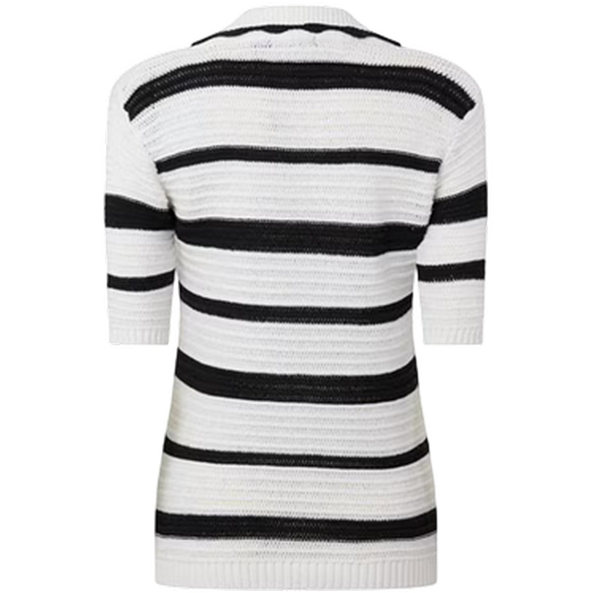 Cream-Black - Back - I Saw It First Womens-Ladies Knitted Polo Shirt