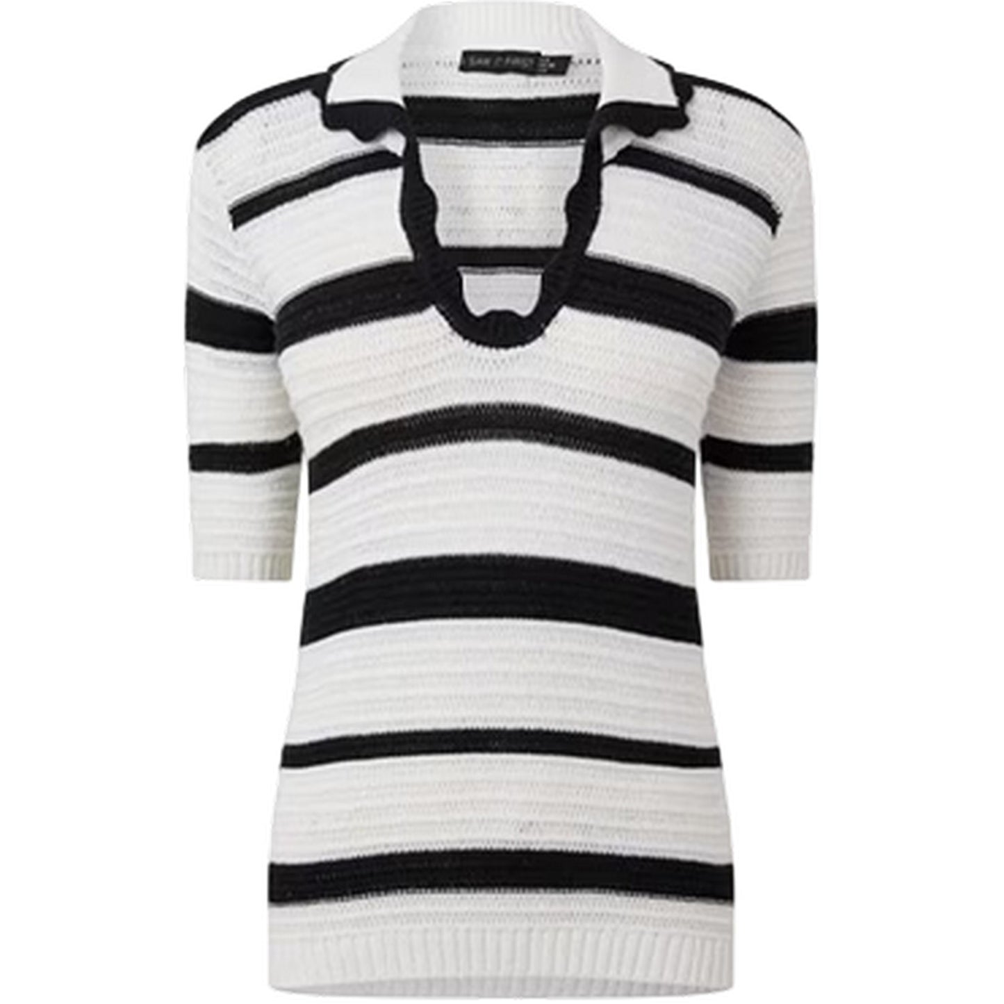 Cream-Black - Front - I Saw It First Womens-Ladies Knitted Polo Shirt