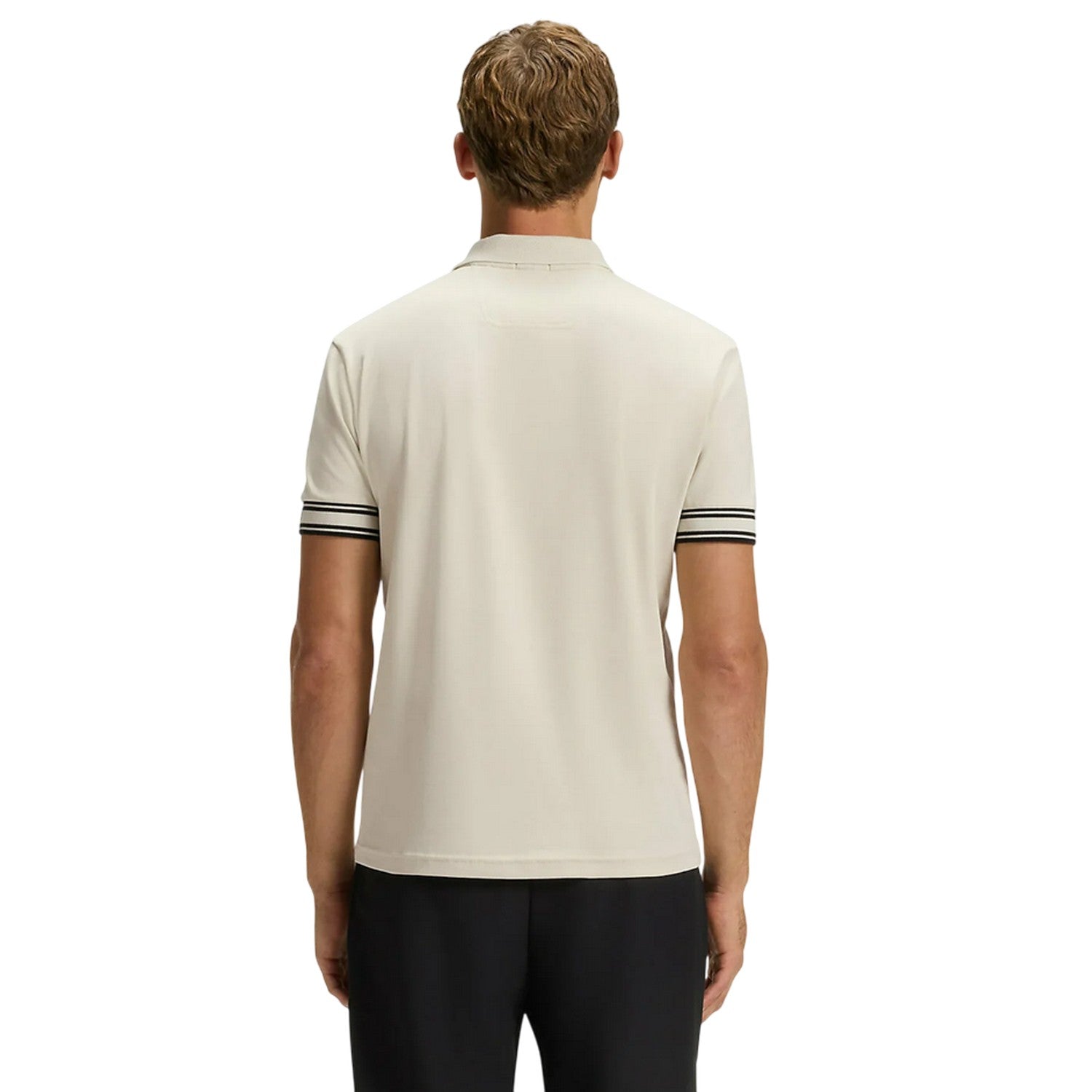 White - Back - Boss Mens Zone Sleek Polo Shirt