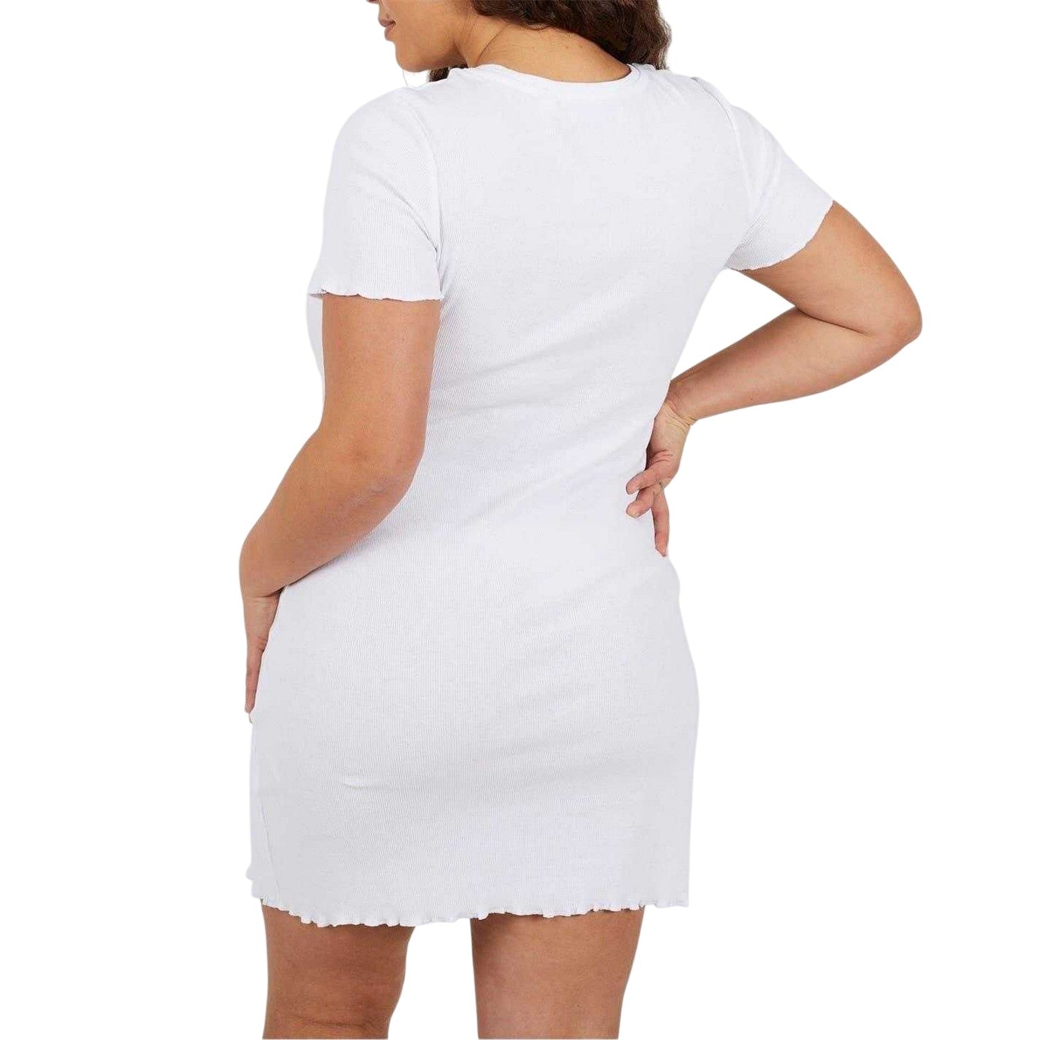 White - Back - Brave Soul Womens-Ladies Ribbed Mini Dress