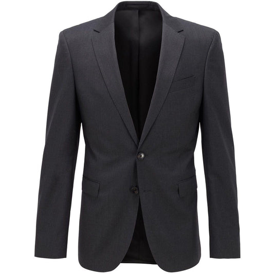 Dark Grey - Front - Boss Mens Ryan Cyl Wool Single-Breasted Slim Suit Jacket
