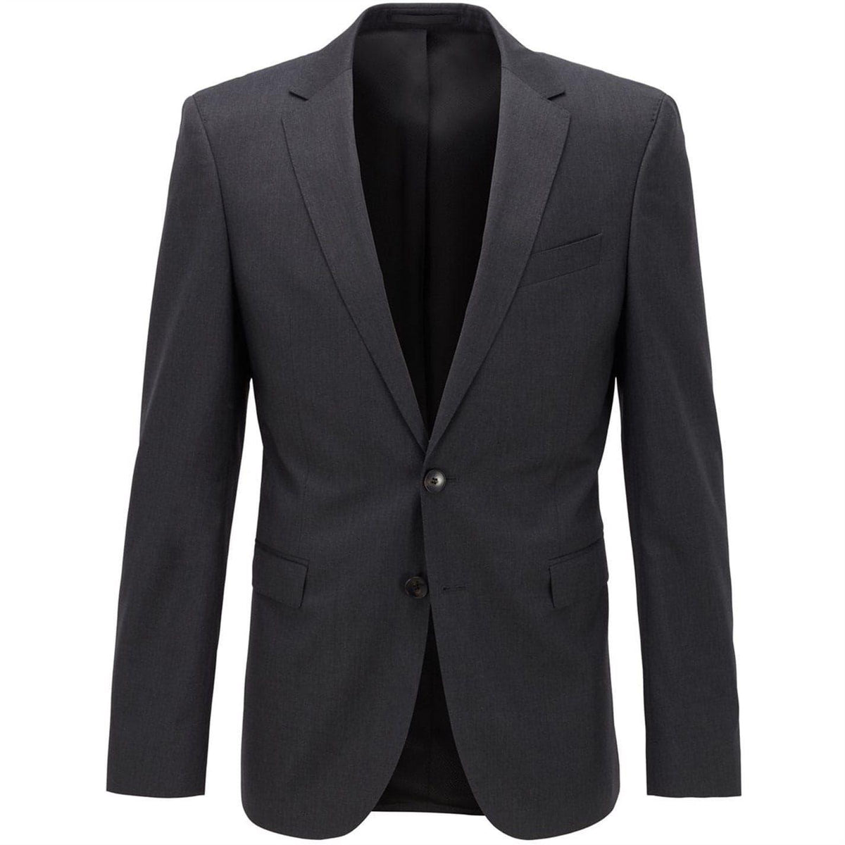 Dark Grey - Front - Boss Mens Ryan Cyl Wool Single-Breasted Slim Suit Jacket