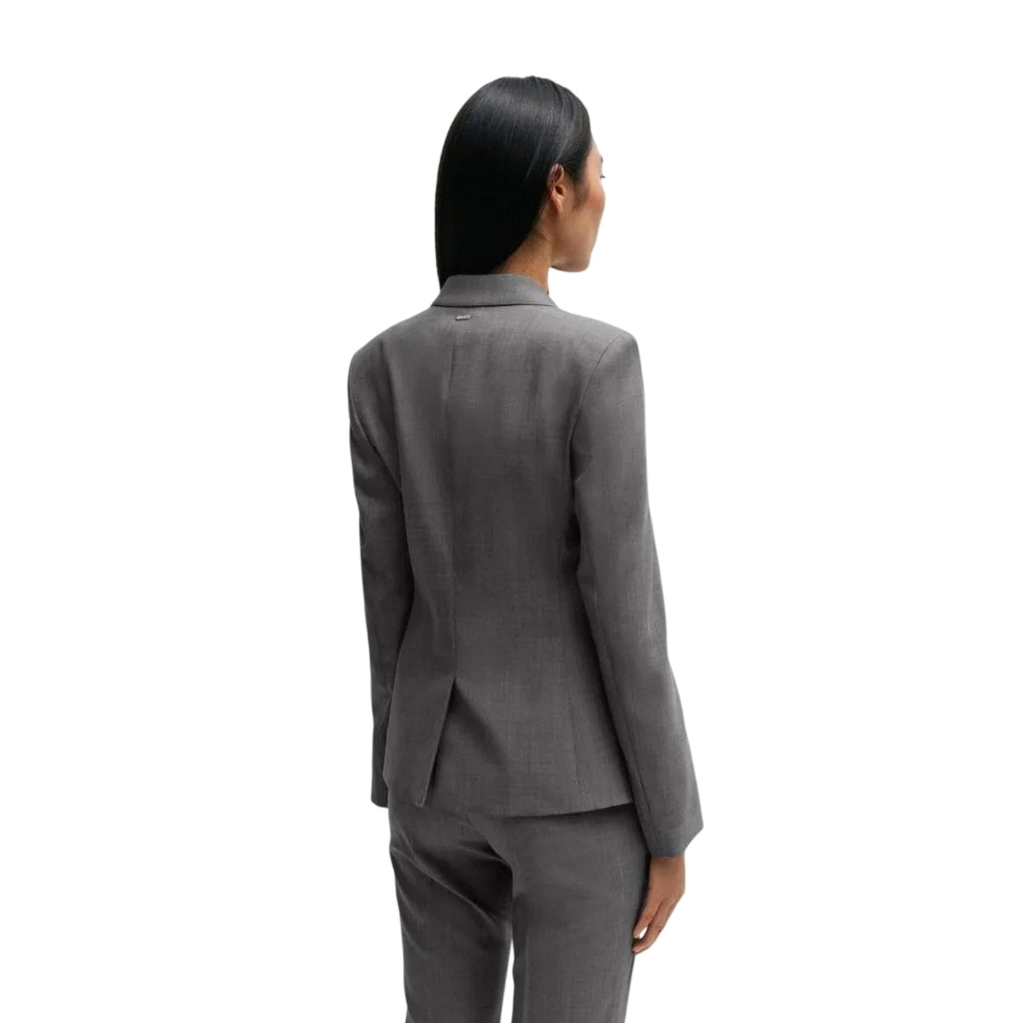 Grey - Back - Boss Womens-Ladies Notch Neck Suit Jacket