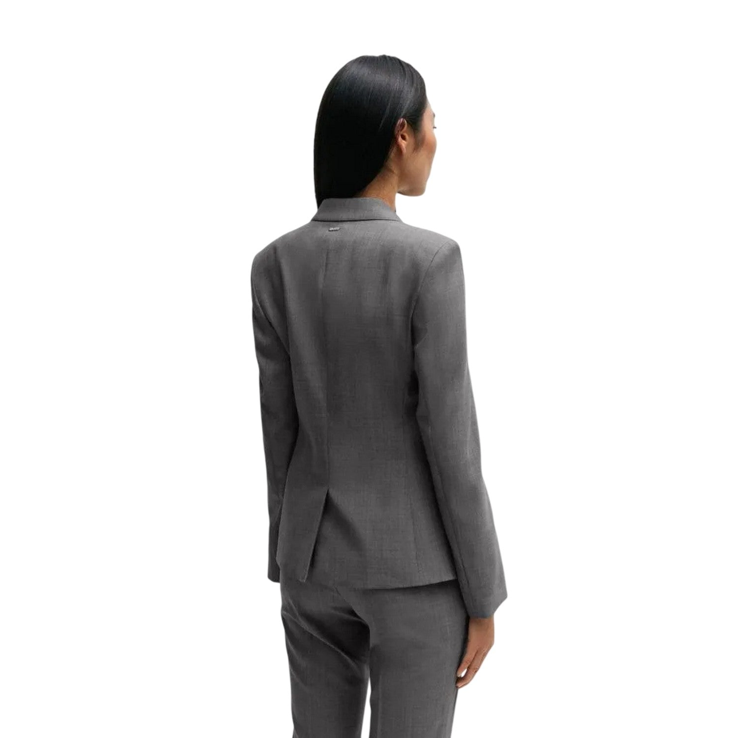 Grey - Back - Boss Womens-Ladies Notch Neck Suit Jacket