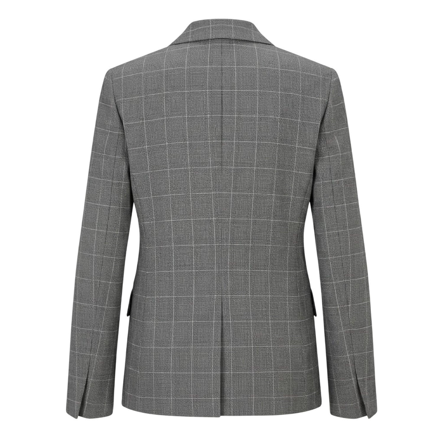Grey - Back - Boss Womens-Ladies Plaid Double-Breasted Suit Jacket