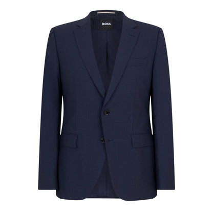 Blue - Front - Boss Mens Jeckson Patterned Single-Breasted Regular Blazer