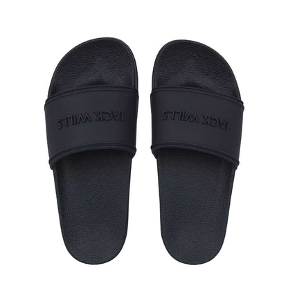 Navy - Side - Jack Wills Womens-Ladies Logo Padded Flat Sliders