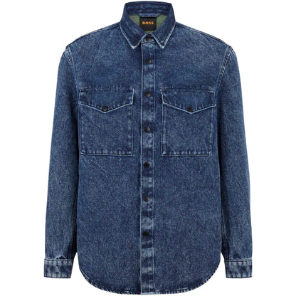 Navy - Front - Boss Mens Denim Jacket