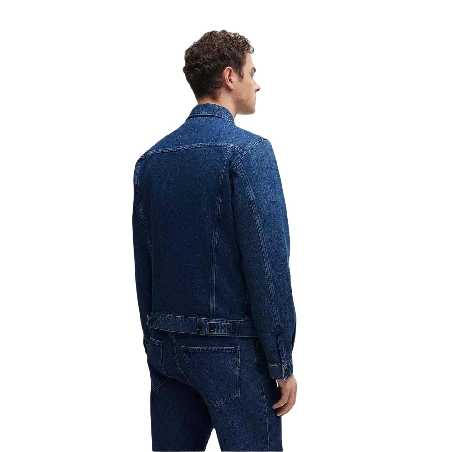 Medium Blue - Back - Boss Mens Straight Hem Denim Jacket