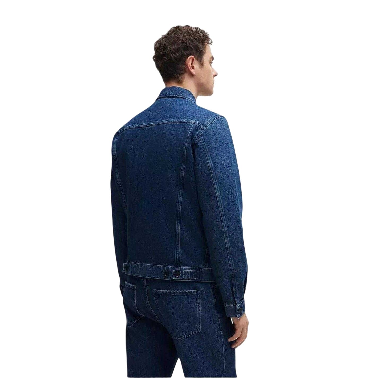 Medium Blue - Back - Boss Mens Straight Hem Denim Jacket